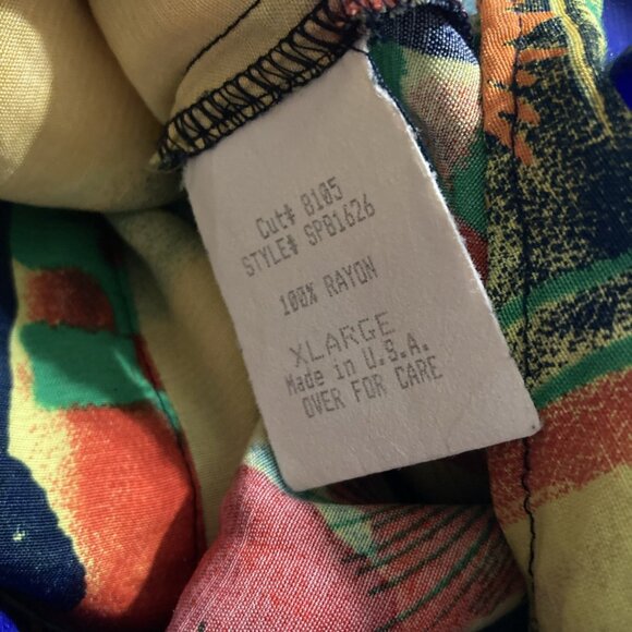 Vintage 1980s Saint Germain Oversized Rayon Blouse Top Orange Abstract Print XL - Picture 7 of 16